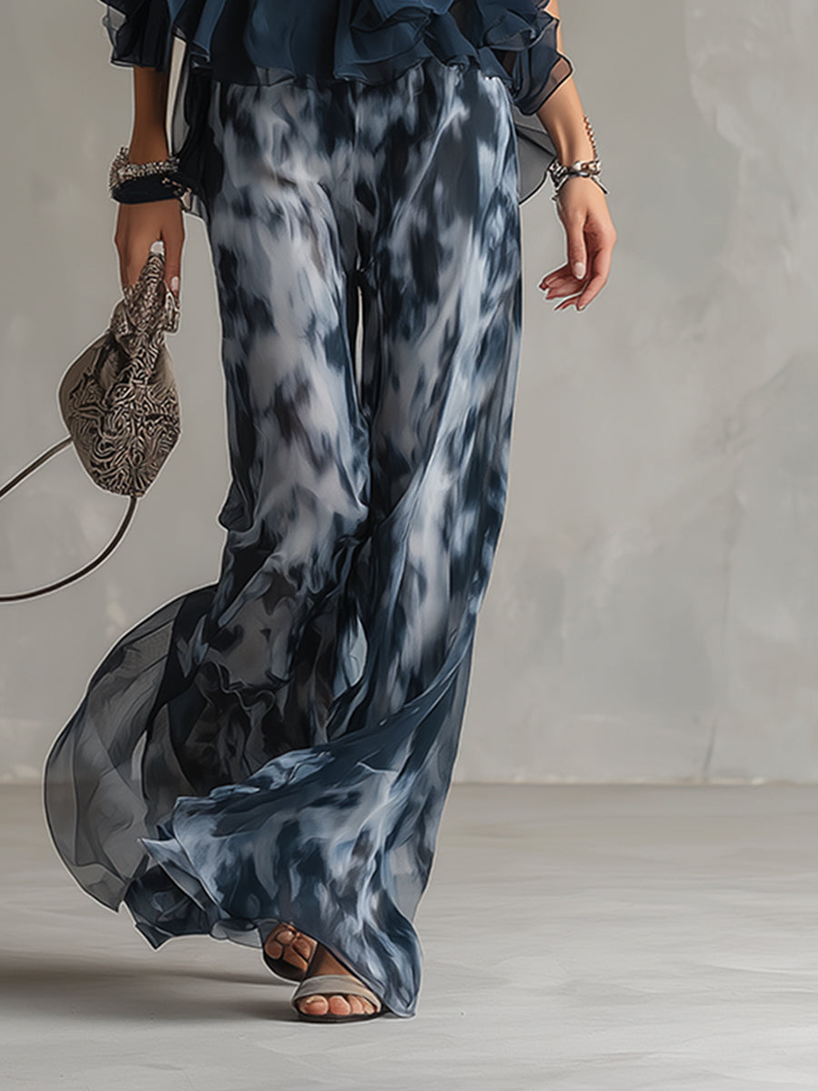 Casa Marbella™ | Conjunto Ludovica con Top Halter y Pantalón de Pierna Ancha Estampado
