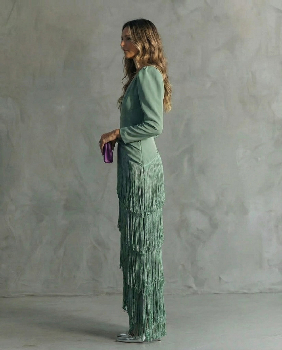 Casa Marbella™ | Vestido Chiara Elegante con Mangas de Flecos