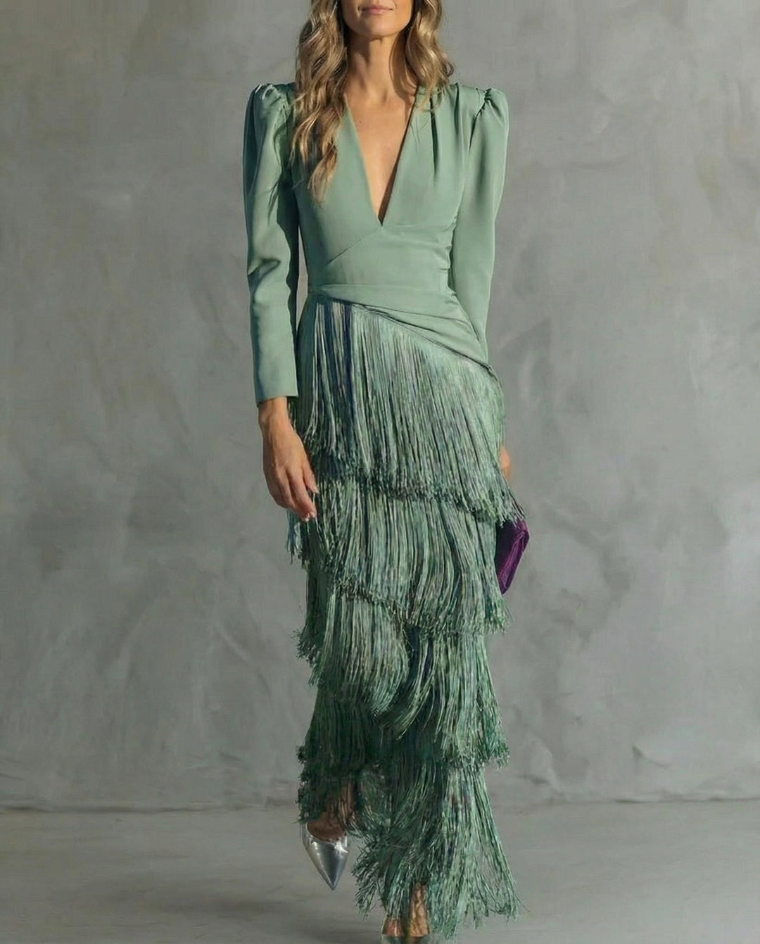 Casa Marbella™ | Vestido Chiara Elegante con Mangas de Flecos
