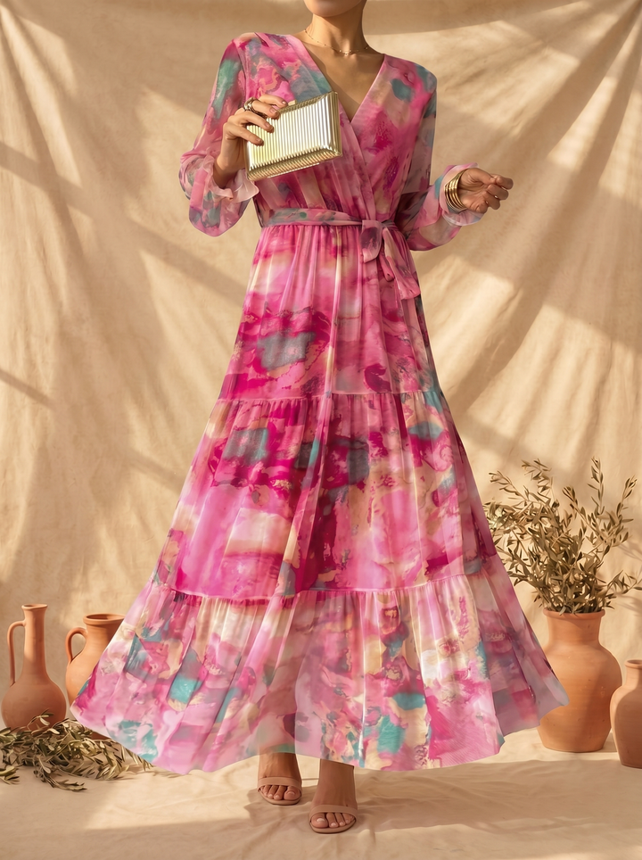 Casa Marbella™ | Vestido Hazel Cruzado con Estampado Floral