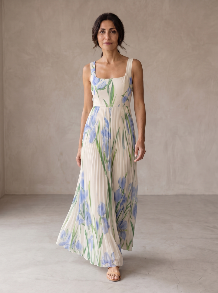 Casa Marbella™ | Vestido Maxi Oriah de Corte A con Estampado Floral