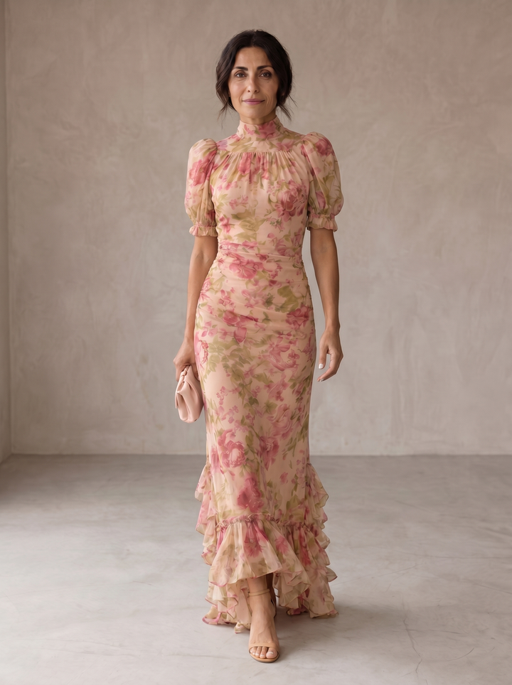 Casa Marbella™ | Vestido Largo Rosario Floral en Chiffon