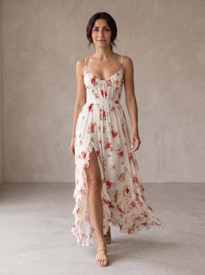 Casa Marbella™ | Vestido Scarlett Floral de Estilo Romántico