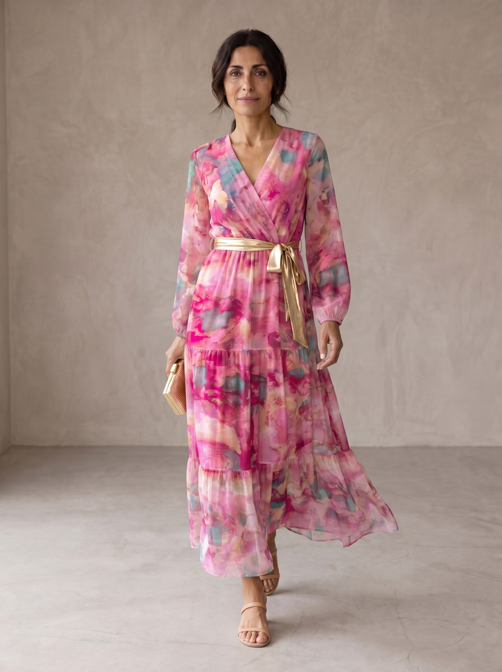 Casa Marbella™ | Vestido Hazel Cruzado con Estampado Floral