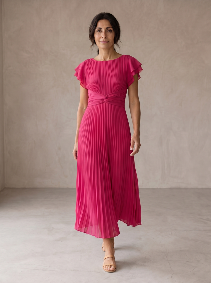 Casa Marbella™ | Vestido Maxi Seraphina Plisado con Cintura Anudada