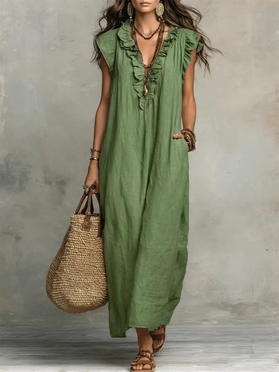 Casa Marbella™ | Vestido Largo Camélia de Estilo Bohemio