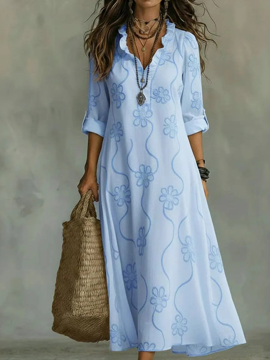 Casa Marbella™ | Vestido Largo Sienna de Verano con Estampado Floral